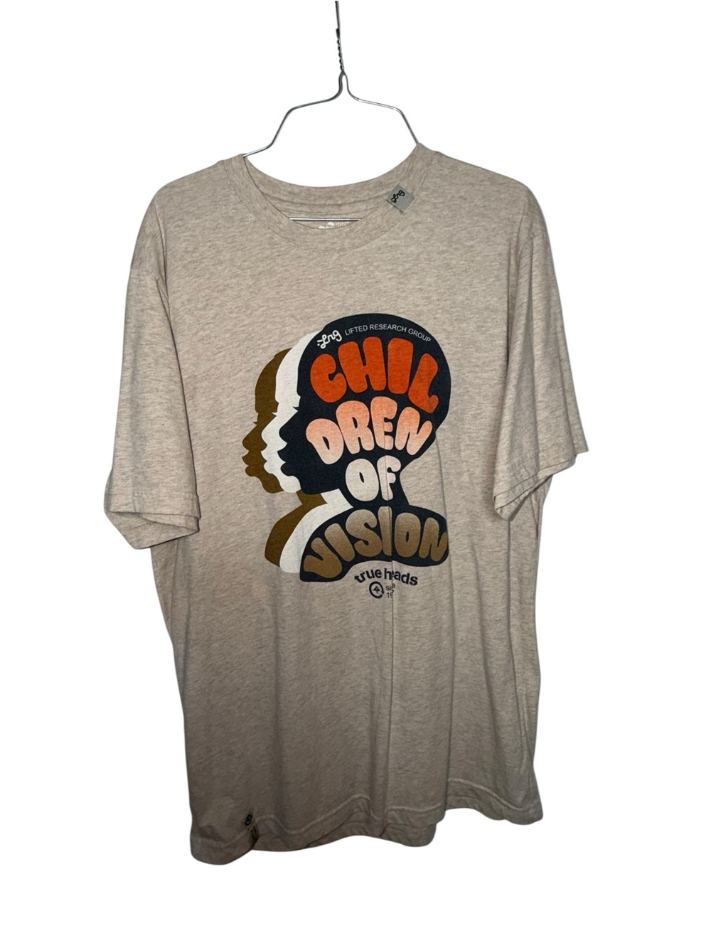 Hollister Beige Graphic Tee with Retro Multi-Color Print